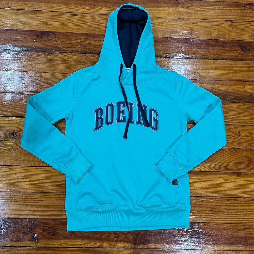 Boeing Blue 84 Hoodie Sweatshirt Women's Size Small Teal EUC